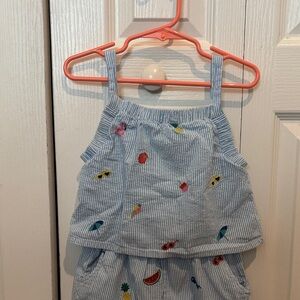 Mini Boden Light Blue Striped Embroidered Summer Dress